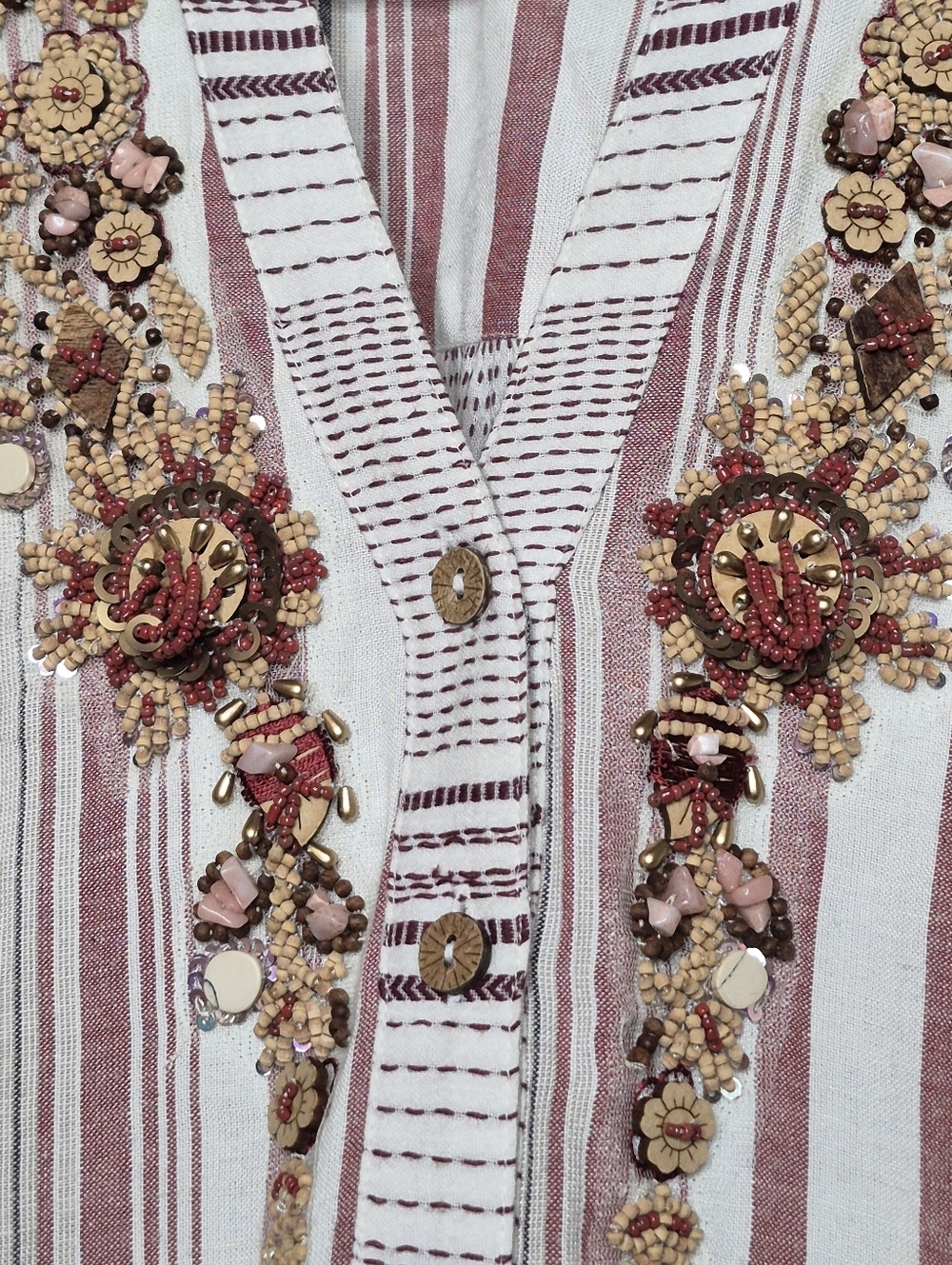 Soft Surroundings Embellished Boho Blouse Beaded Gemstone Tunic PXS WOW!